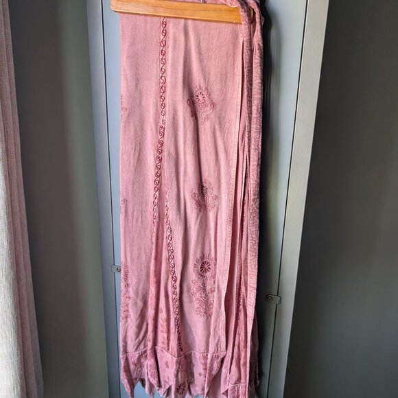 pink renaissance fair / bohemian wrap skirt - Picture 2 of 4